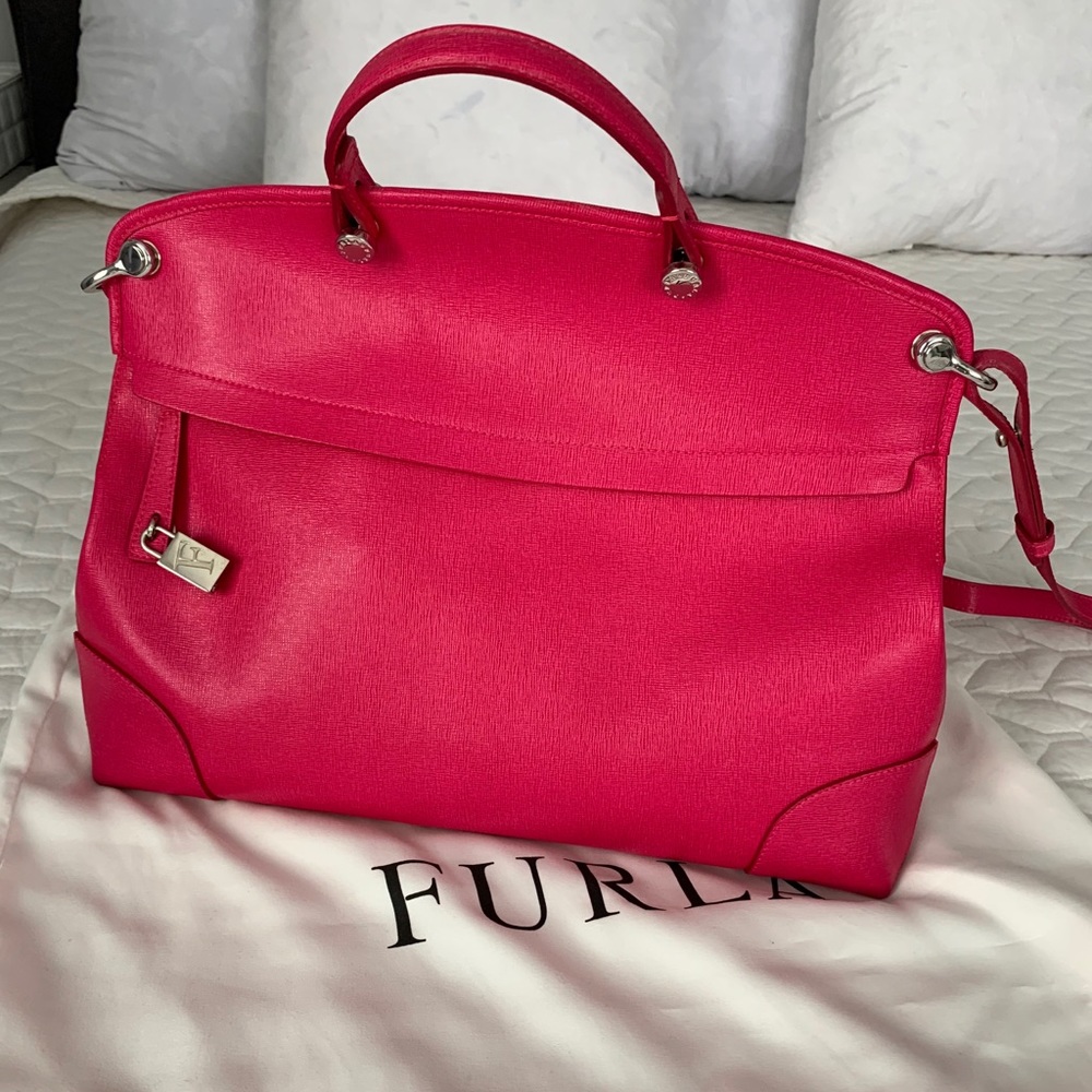 Furla Piper bag (large) in hot pink. Barely used!